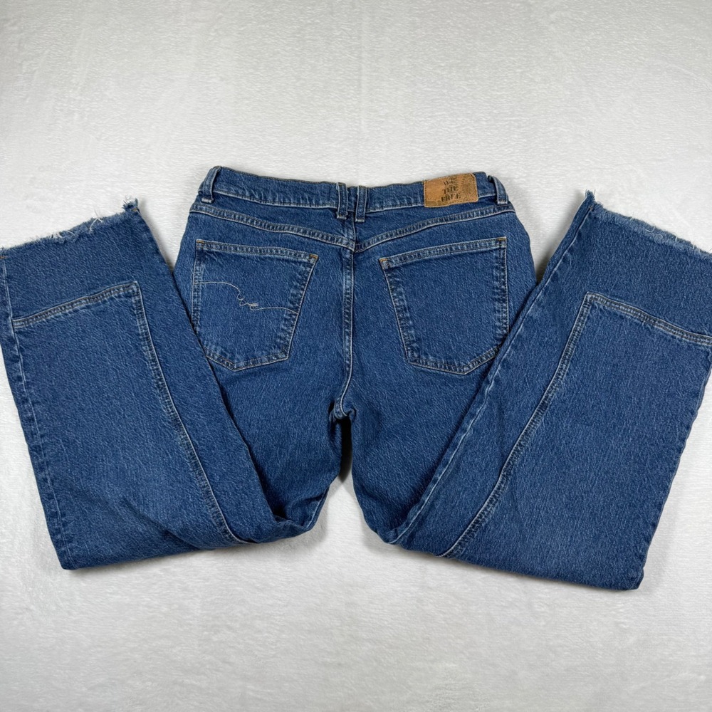 We The Free Risk Taker High Rise Straight Jeans Blue Raw Hem 30 OB1536480